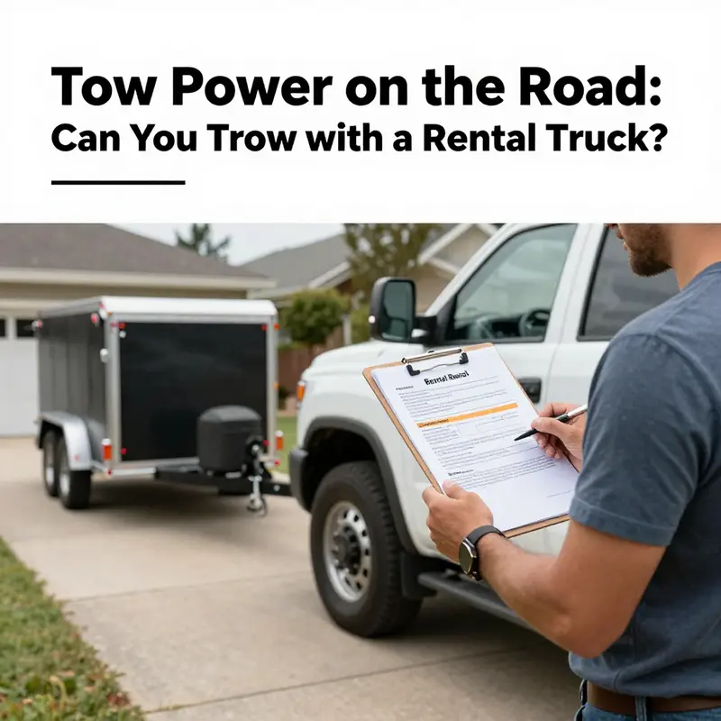 Driver reviews towing terms in the rental agreement before attaching a trailer.