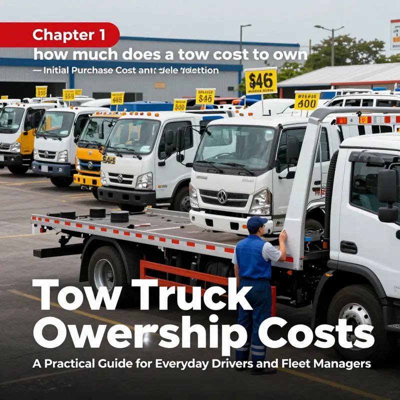 Chapter 1 visualizes the upfront choice between used and new tow trucks and how selection drives initial cost.