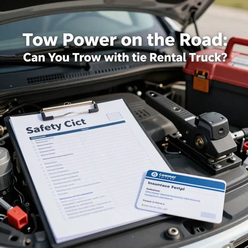 Driver reviews towing terms in the rental agreement before attaching a trailer.