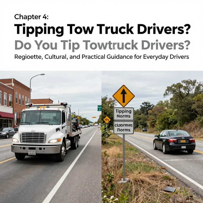 Tow truck driver and motorist share a courteous moment, highlighting etiquette and expectations around gratuity after roadside assistance.