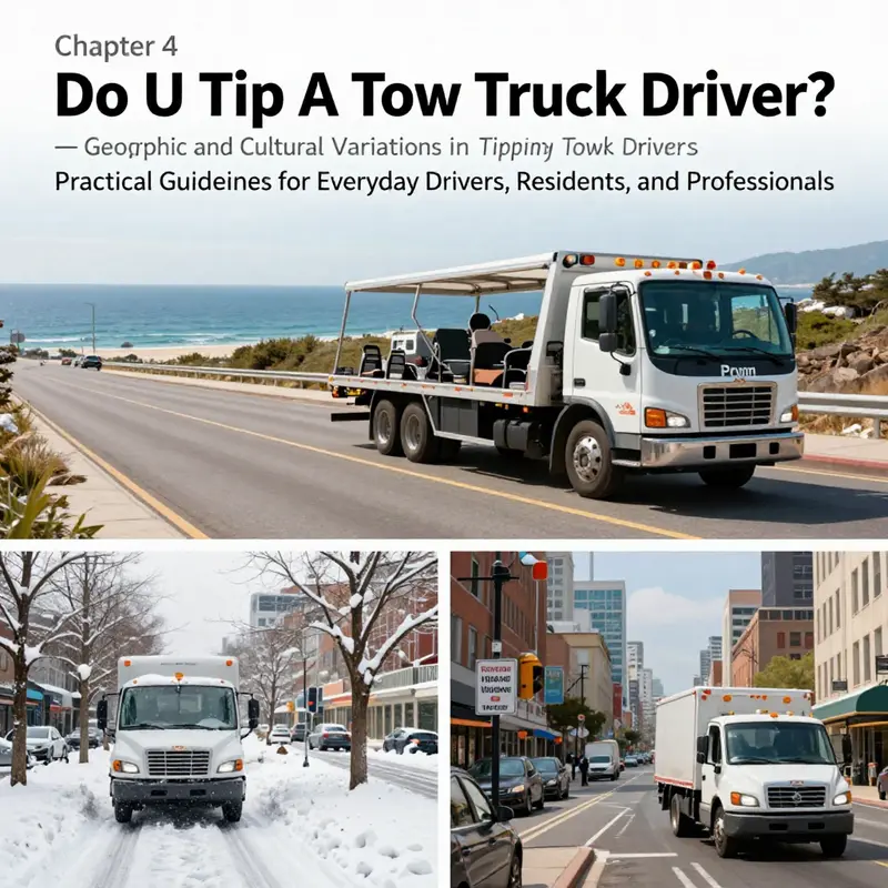 This scene illustrates standard towing etiquette: service charges are included, tipping is not expected.