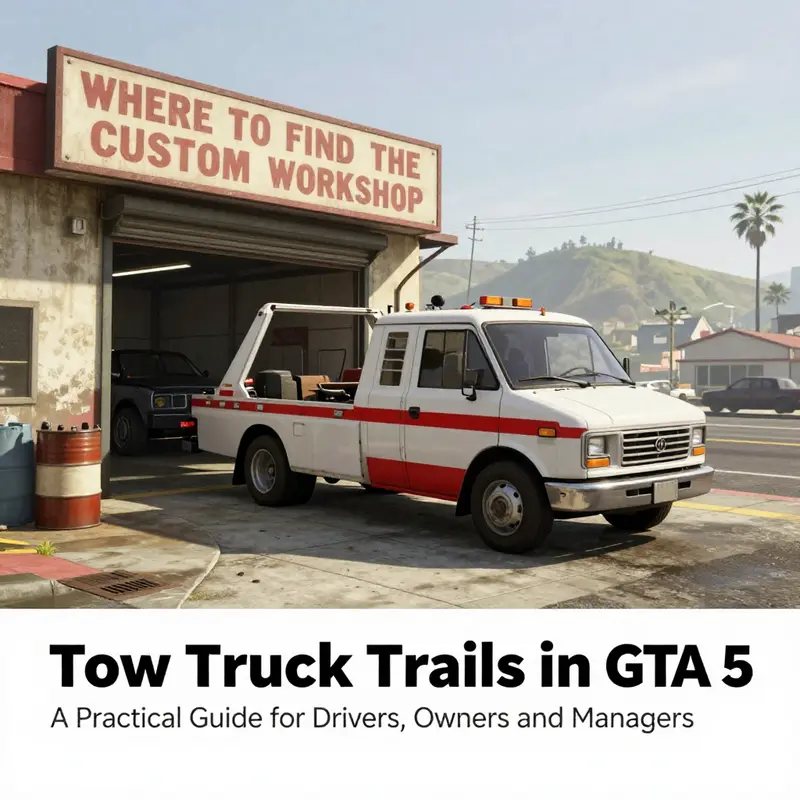 Classic Tow Truck at Paleto Bay’s Custom Workshop entrance.