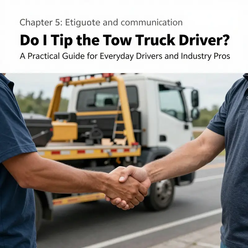 Tow truck driver discusses assistance with a stranded motorist, illustrating tipping norms.