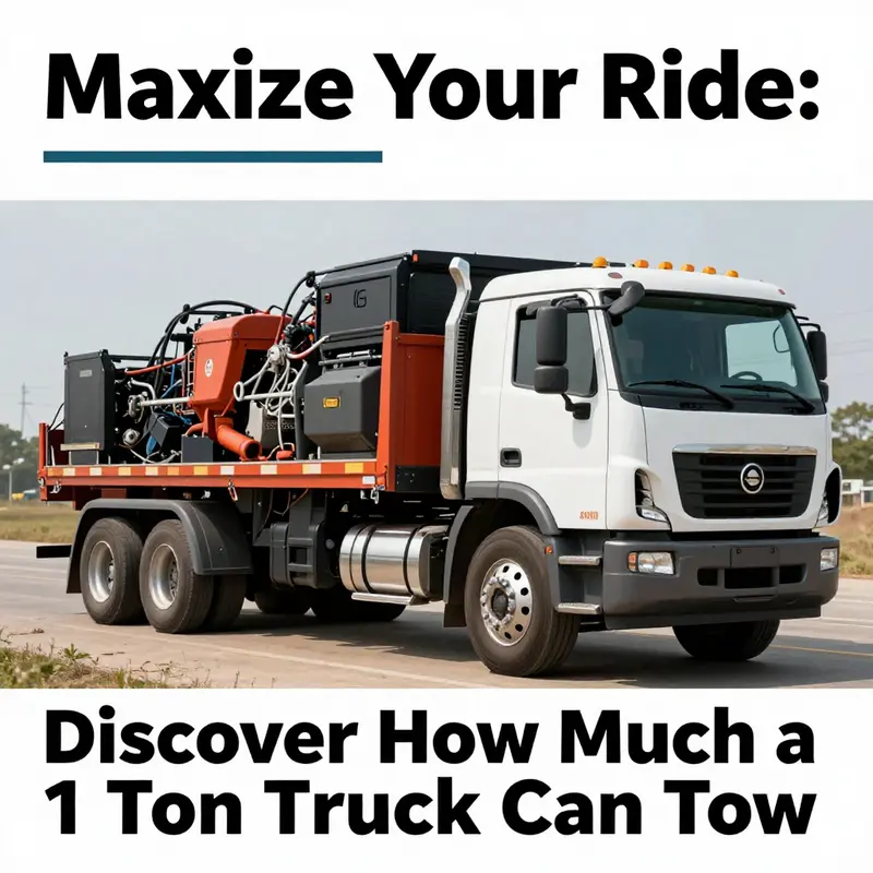 A powerful 1 ton truck towing a substantial load, reflecting its towing capabilities.