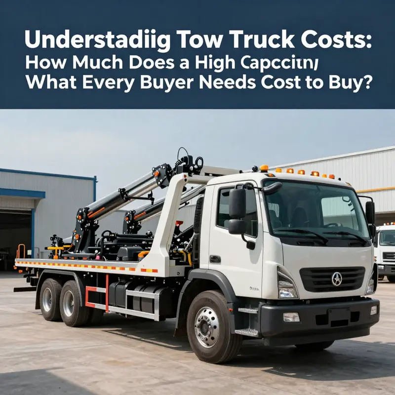 Light to medium-duty tow trucks on display, highlighting their price ranges and features.