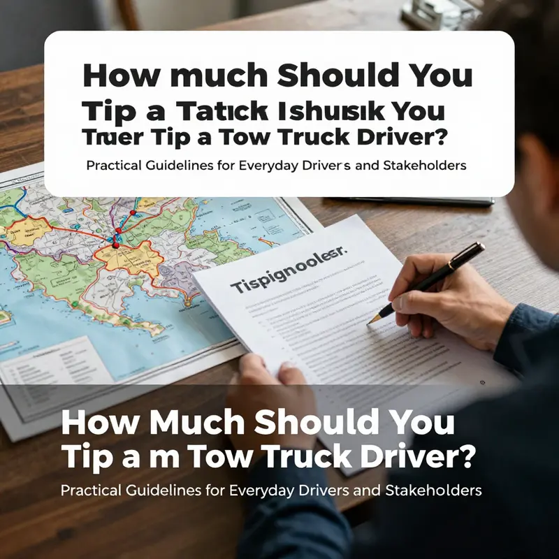 Standard-service tipping guidelines for tow truck drivers: $10–$20 for swift, professional, trouble-free service.