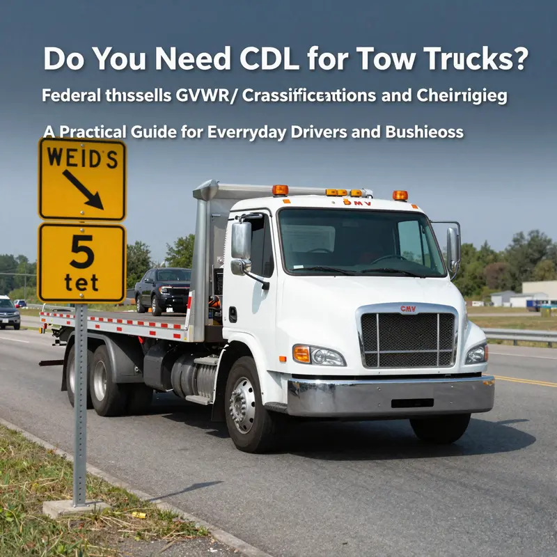 Understanding the federal GVWR thresholds and CMV definitions that determine CDL applicability for tow trucks.