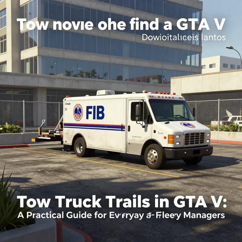 Tow truck parked in the FIB lot behind the FIB building in Los Santos.