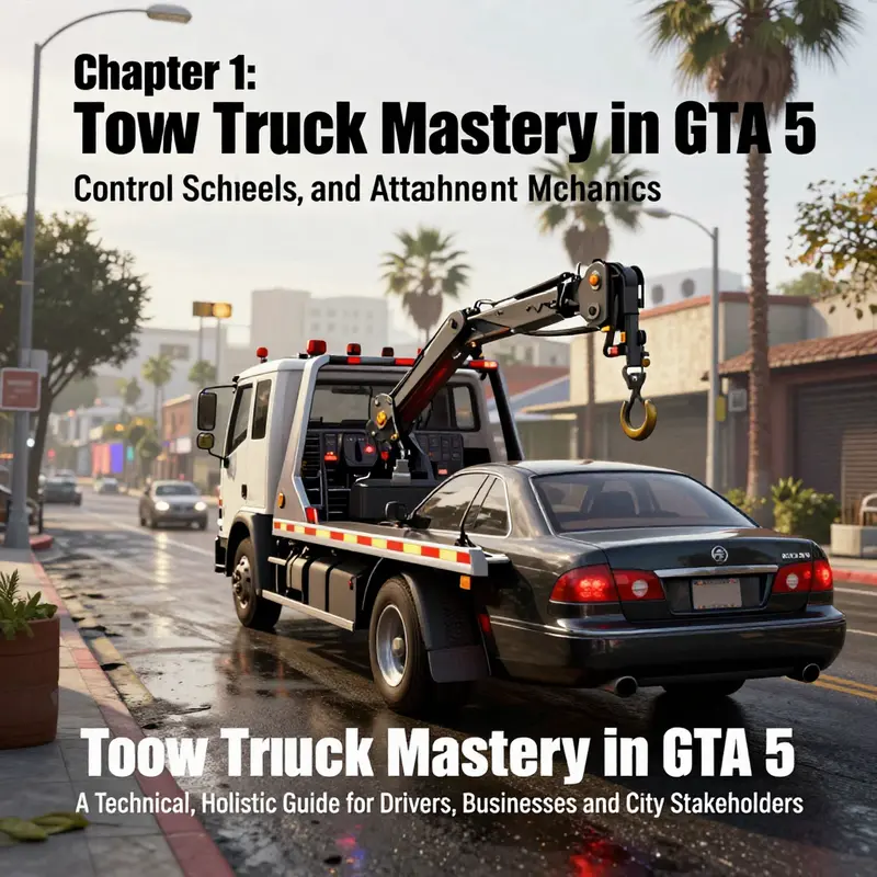 Tow hook engagement and attachment sequence illustrated on a typical Los Santos street.