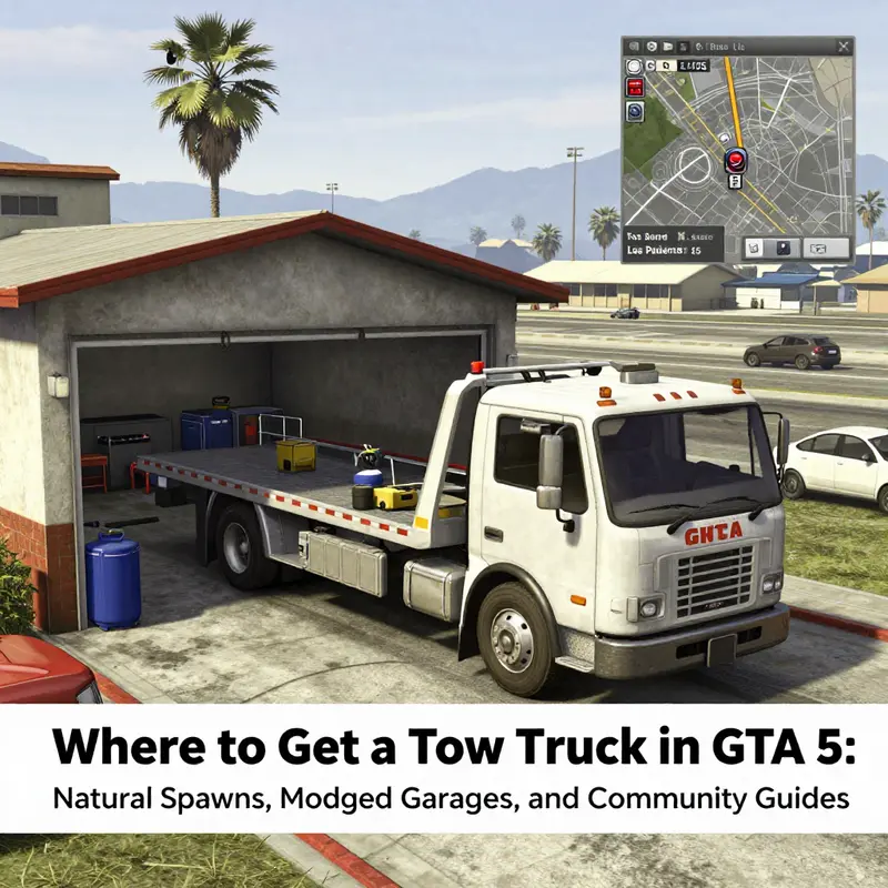 Natural tow truck appearances on Los Santos streets, often operating to clear crashes or relocate damaged vehicles.