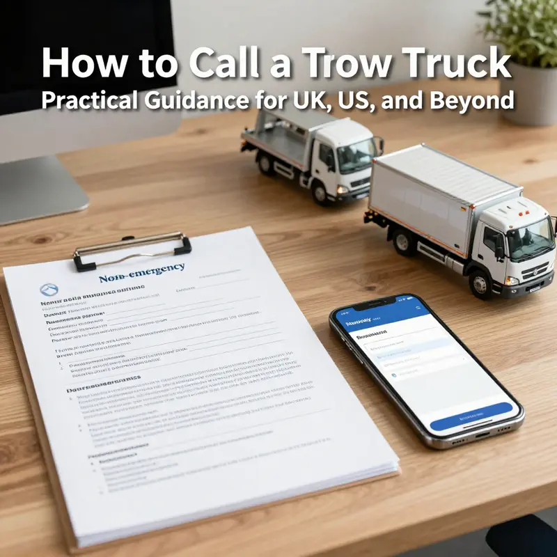 Illustration of how drivers phrase tow-truck calls differently in the UK and US.