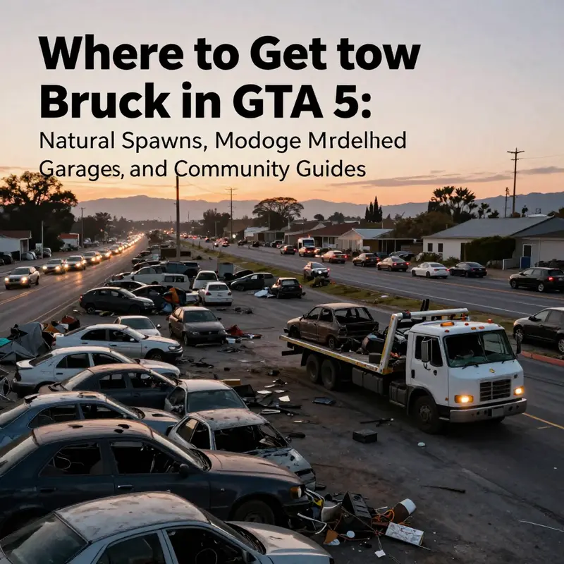 Natural tow truck appearances on Los Santos streets, often operating to clear crashes or relocate damaged vehicles.