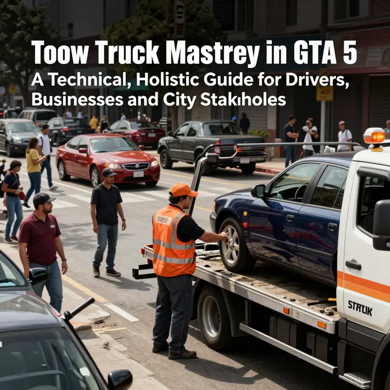 Tow hook engagement and attachment sequence illustrated on a typical Los Santos street.