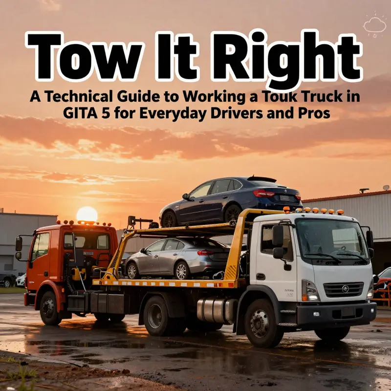 Starting a tow assignment: Tonya assigns the first gig and spawns the tow truck with a target vehicle.