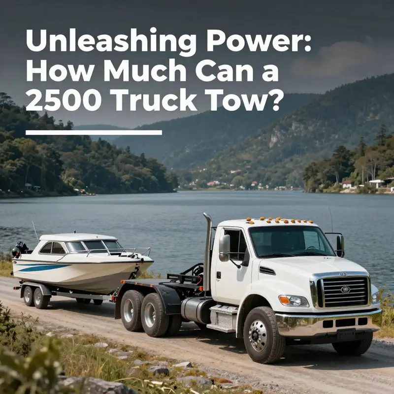 A 2500kg truck parked by a lake, towing a boat, highlighting its utility and versatility.