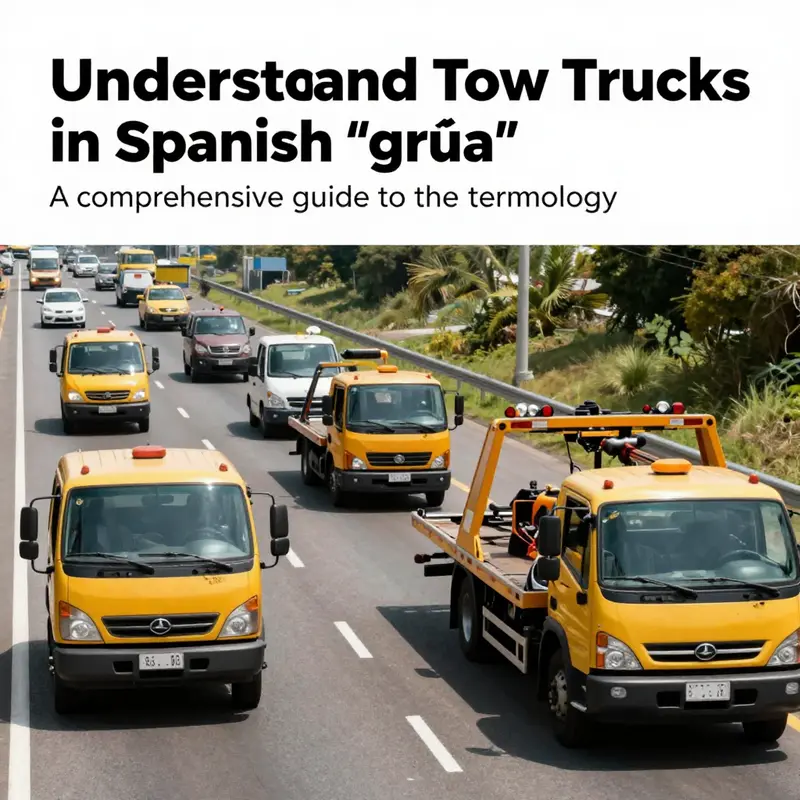 An array of tow trucks on a highway, visually capturing the essence of 'grúa' in the context of roadside assistance.