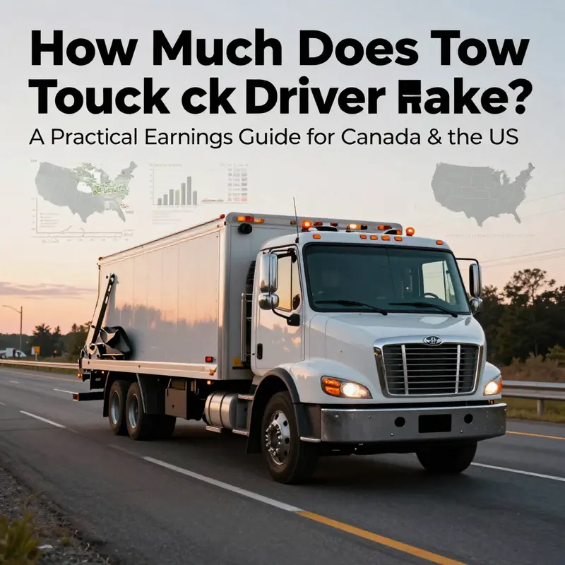 Photo-realistic cover image of a tow truck with financial charts and currency symbols illustrating earnings differences.