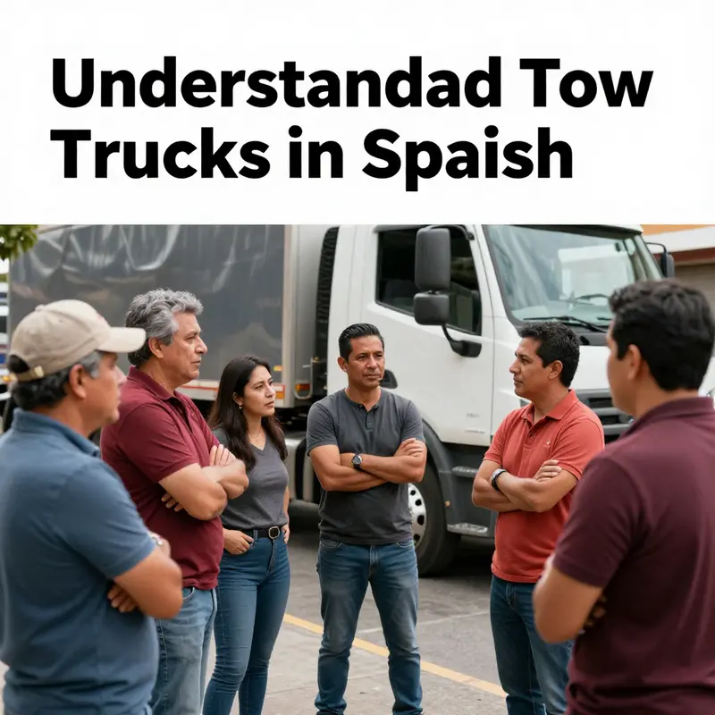 A tow truck labeled ‘grúa’, symbolizing the standard term used in Spanish for towing services.