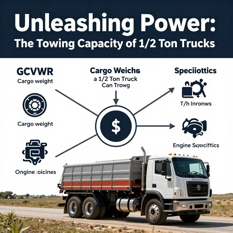 A 1/2 ton pickup truck demonstrating its typical towing capacity range.