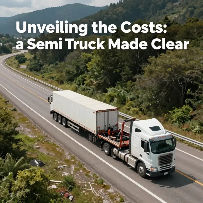 Aerial view of a semi truck being towed on a scenic highway, representing the focus on towing costs and factors discussed in the article.