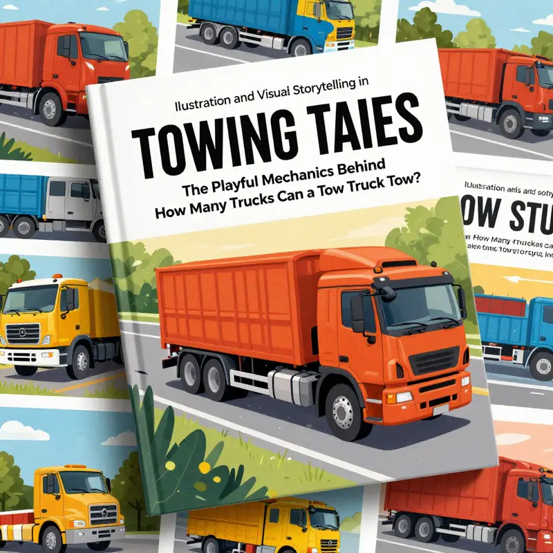 A tow truck joyfully attempting to tow a variety of colorful vehicles, highlighting the imaginative concept presented in the book.