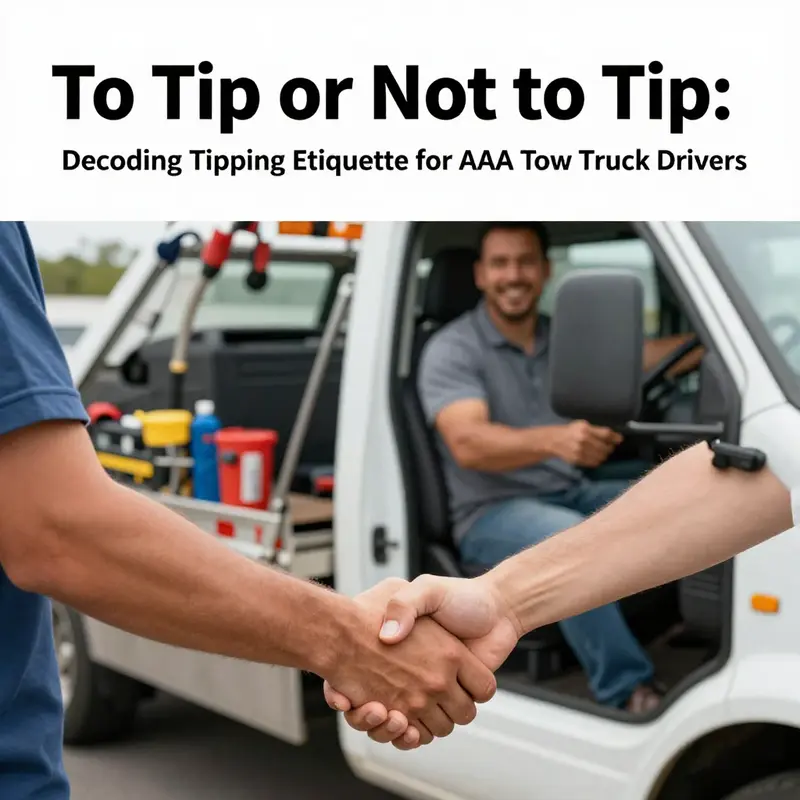 A tow truck driver provides assistance at the roadside, exemplifying the service environment for tipping etiquette.
