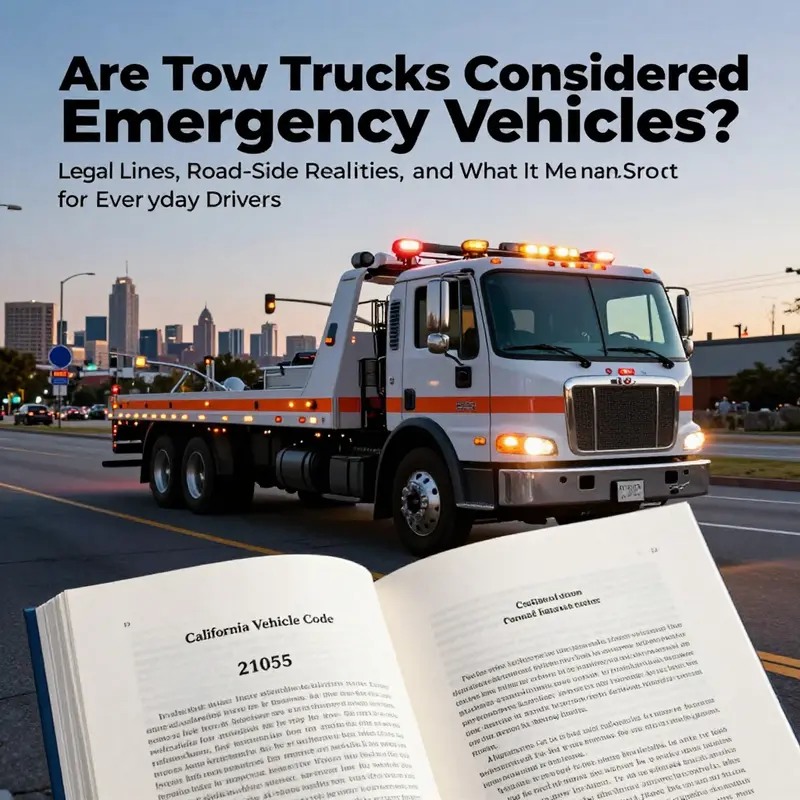 Tow truck at the roadside with a legal code reference, illustrating the chapter’s focus on legal definitions and classification.
