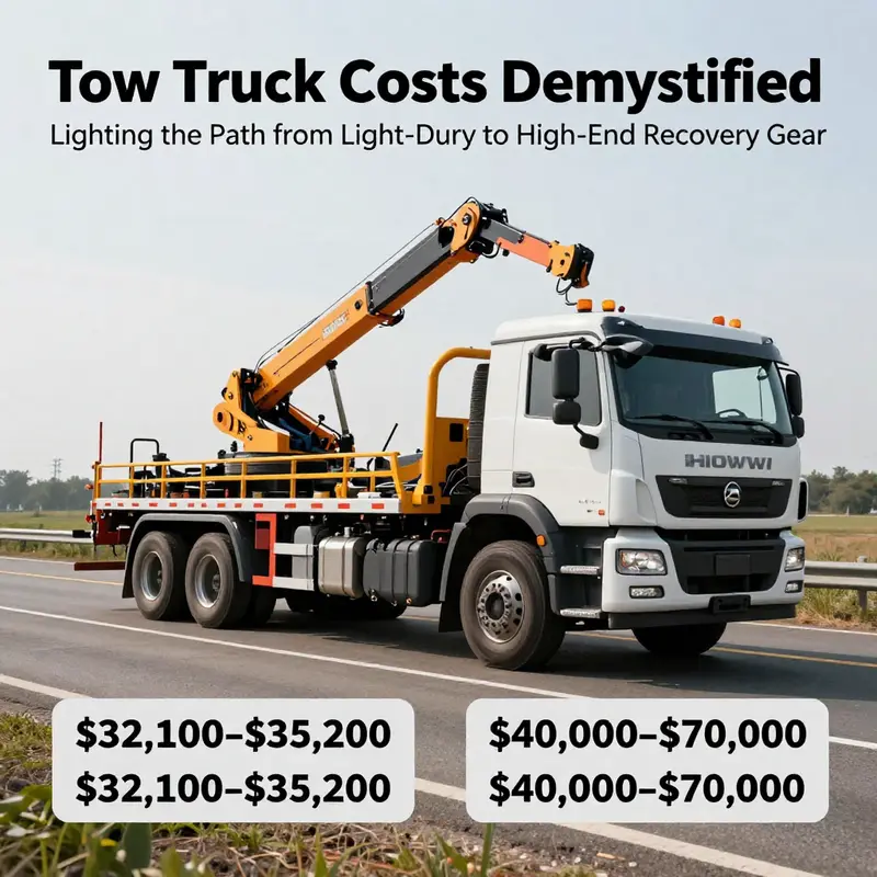 Light-duty tow trucks deliver urban recovery value, reflected in a broad price range.