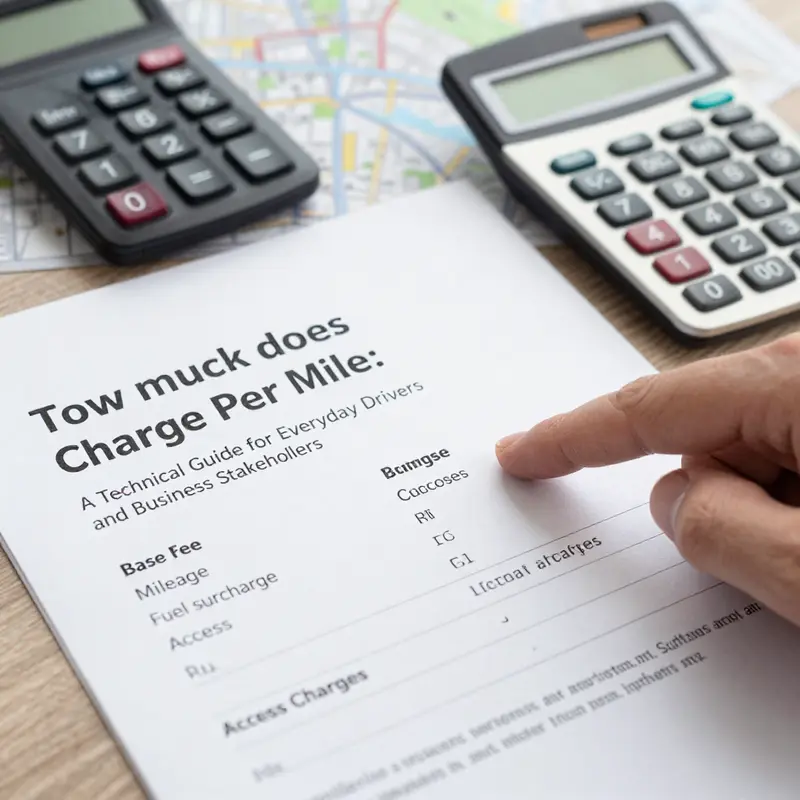 Illustration of base fees and per-mile rates in tow pricing, highlighting how miles accumulate.