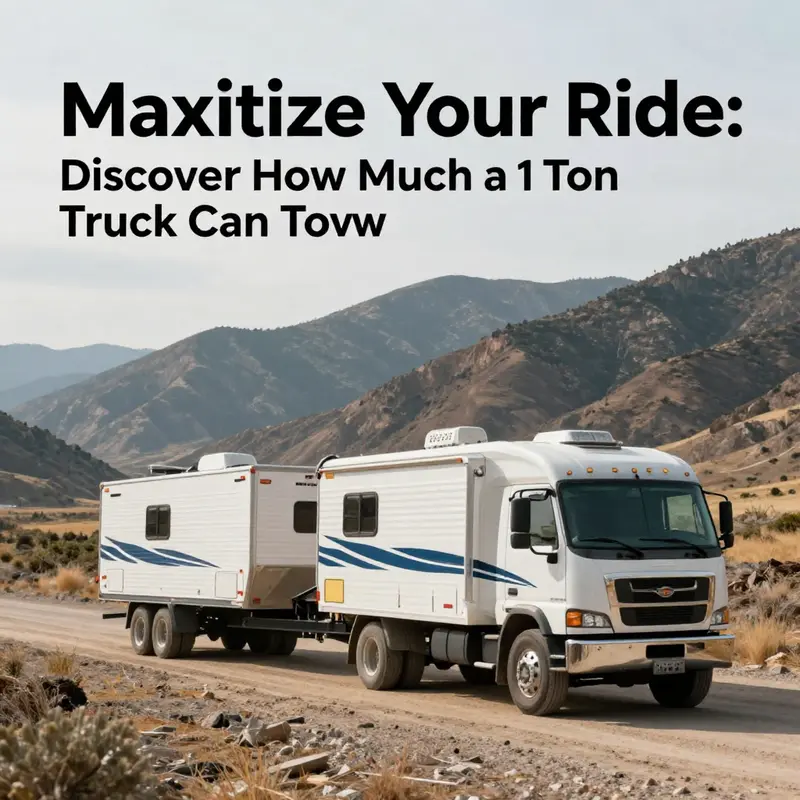 A 1 ton truck demonstrating its towing capabilities on a construction site.