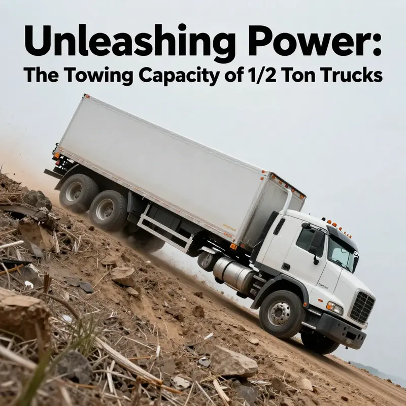A 1/2 ton pickup truck demonstrating its typical towing capacity range.