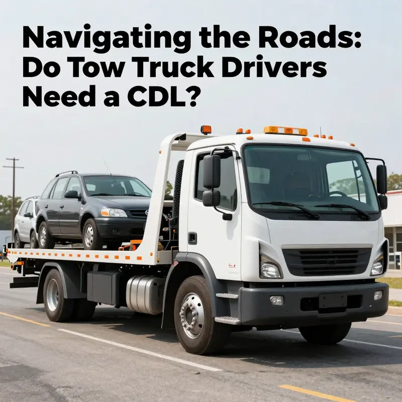 An action shot of a tow truck assisting a vehicle, emphasizing the complexities of towing and licensing.