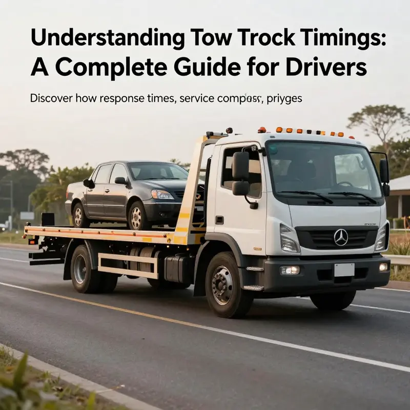 A tow truck helping a stranded motorist on the side of a tranquil road.
