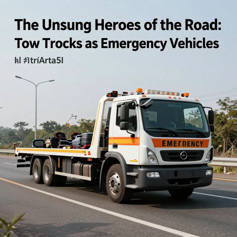 A tow truck operating on a busy highway, symbolizing their critical function as emergency vehicles.
