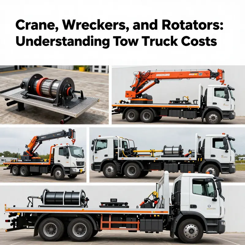 A range of new tow trucks available for purchase, showcasing the differences in models and pricing.