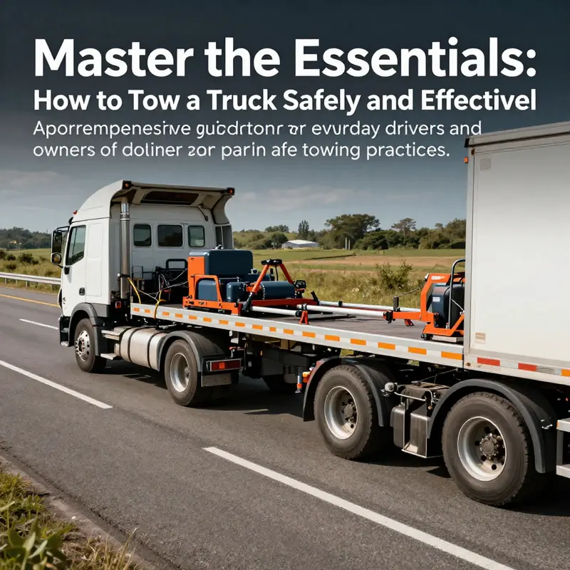 A truck safely being towed on a highway, demonstrating effective towing methods.