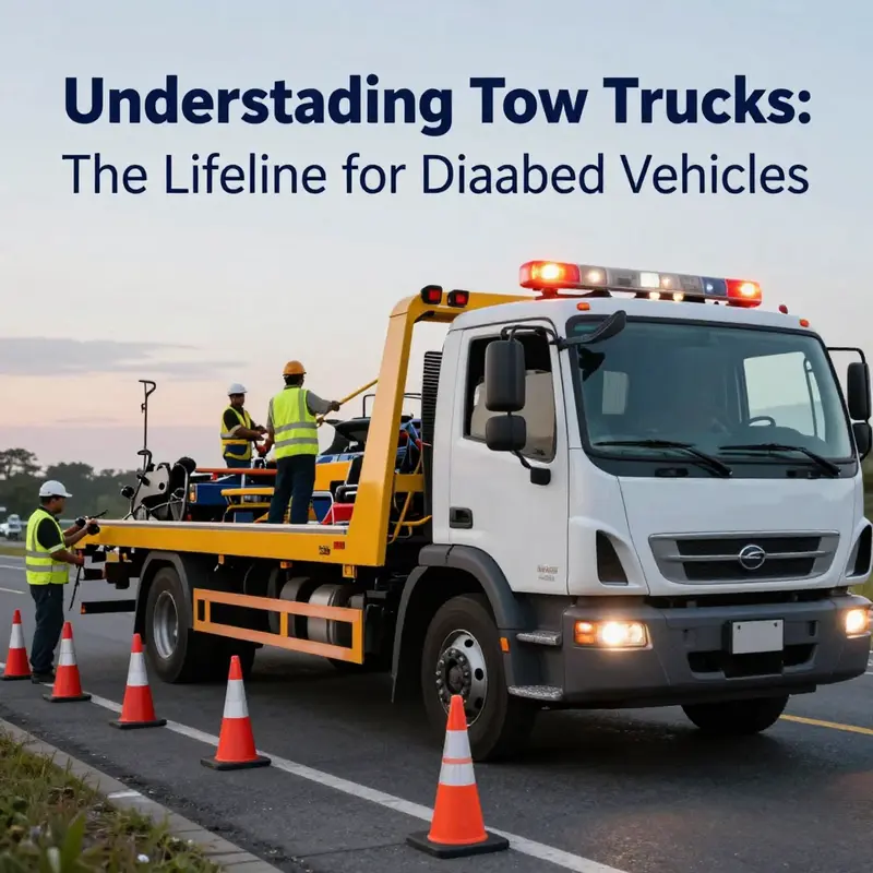 Various types of tow trucks, illustrating their specific functions and applications.