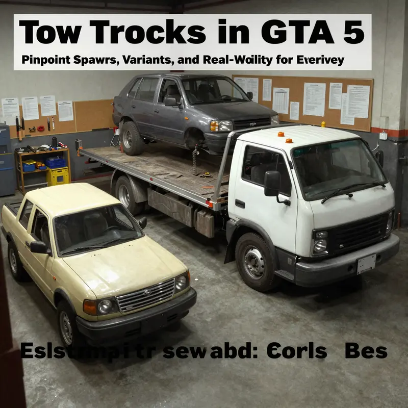 Classic Tow Truck at Paleto Bay’s fixed spot outside Custom Works.