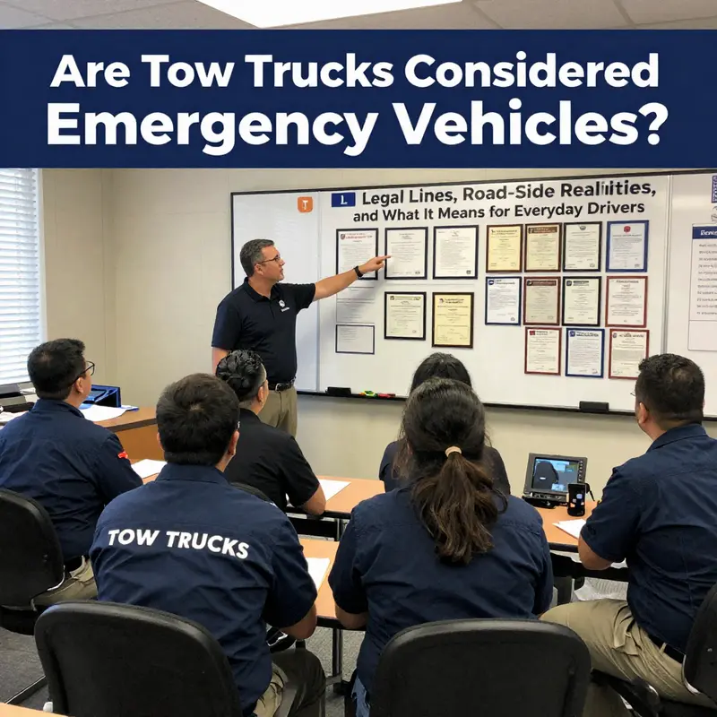Tow truck at the roadside with a legal code reference, illustrating the chapter’s focus on legal definitions and classification.