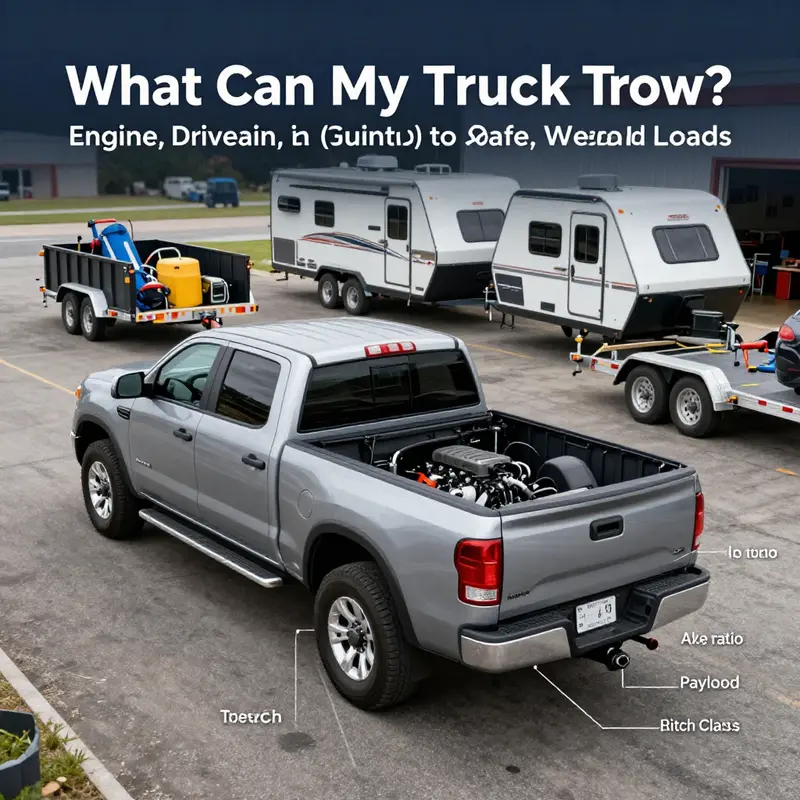 Reading the GVWR, GCWR and towing chart on a truck sticker and owner’s manual.