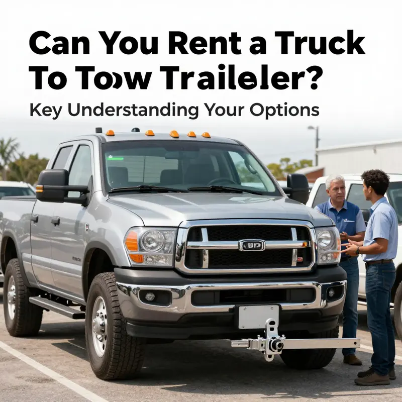 Key considerations for renting a truck to tow a trailer, highlighting towing capacity and rental procedures.