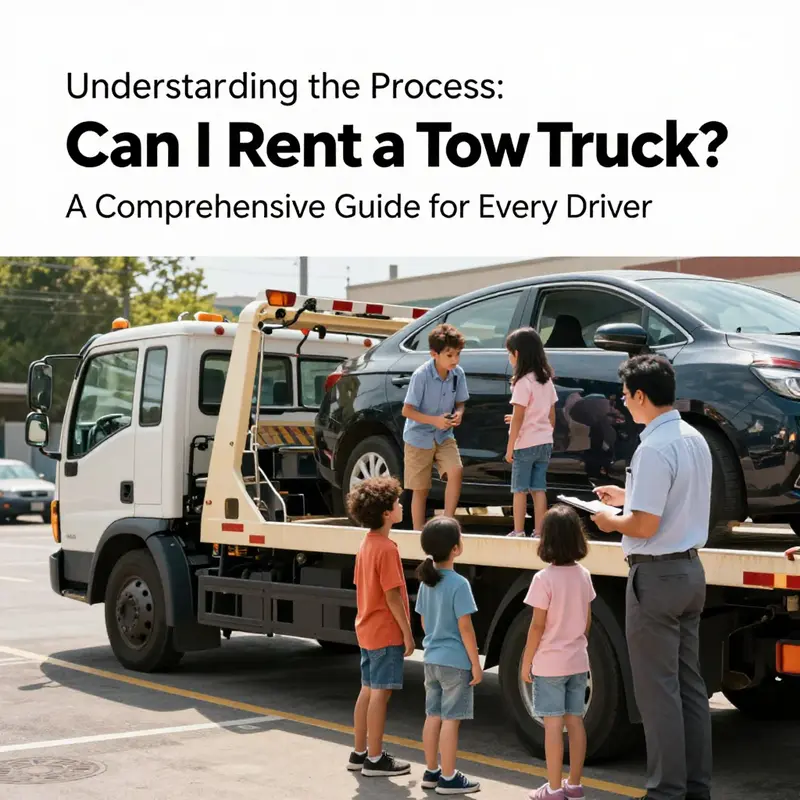 A family considers their tow truck options while discussing with a rental agent.