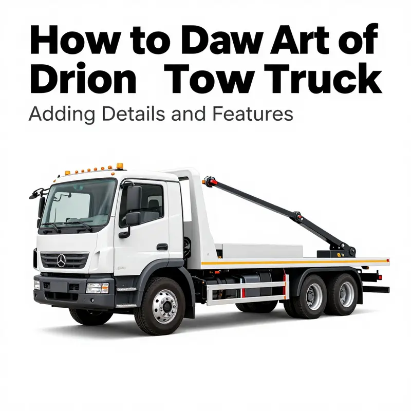 A visual guide showcasing the basic shapes for drawing a tow truck.