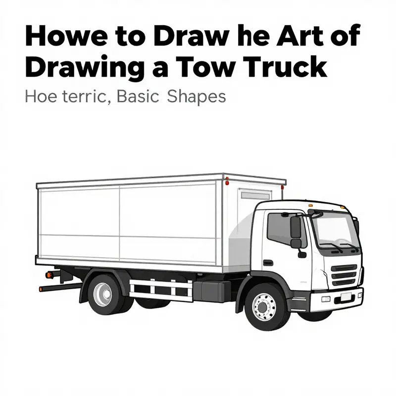 A visual guide showcasing the basic shapes for drawing a tow truck.