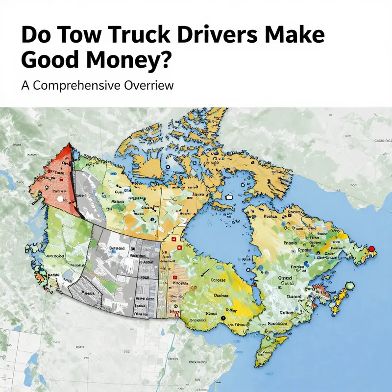 Income variability for tow truck drivers in Canada, emphasizing high-paying regions.