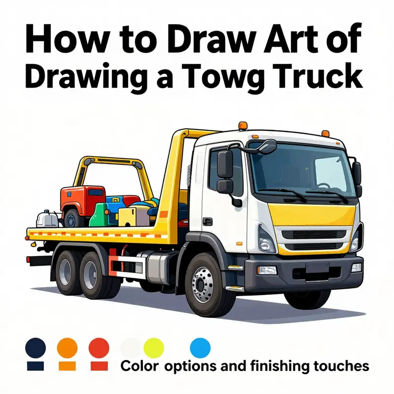 A visual guide showcasing the basic shapes for drawing a tow truck.