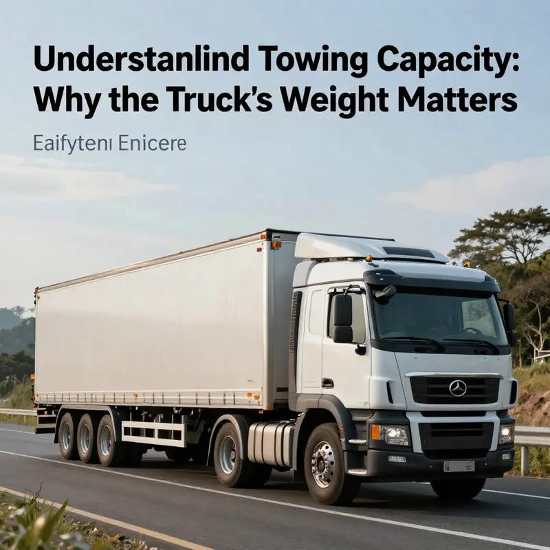 A photo-realistic image of a truck towing a trailer, conveying themes of safety and capability.