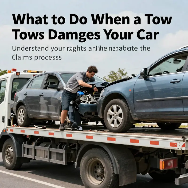 A damaged vehicle being lifted by a tow truck, representing disputes and claims.