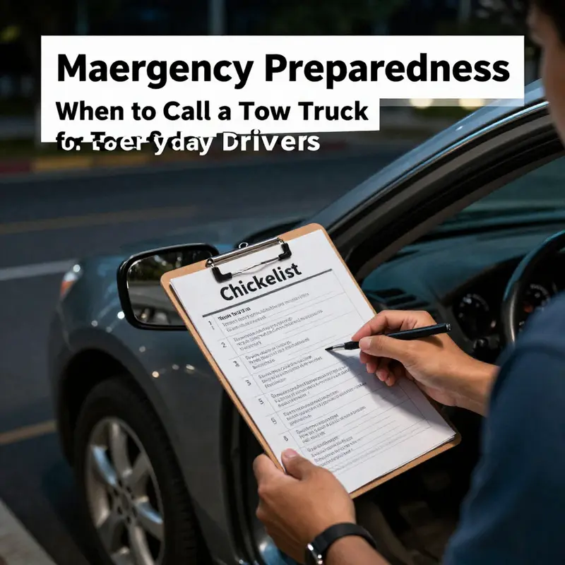 A tow truck arrives at a car breakdown, illustrating common towing situations.