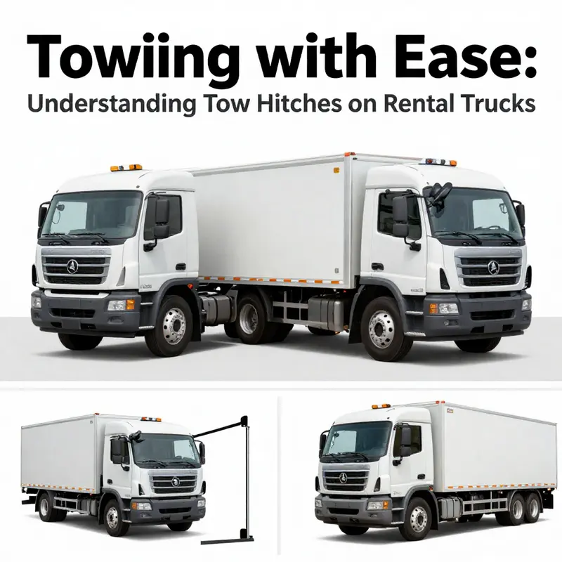 A rental truck featuring a tow hitch, ready for towing trailers and equipment.